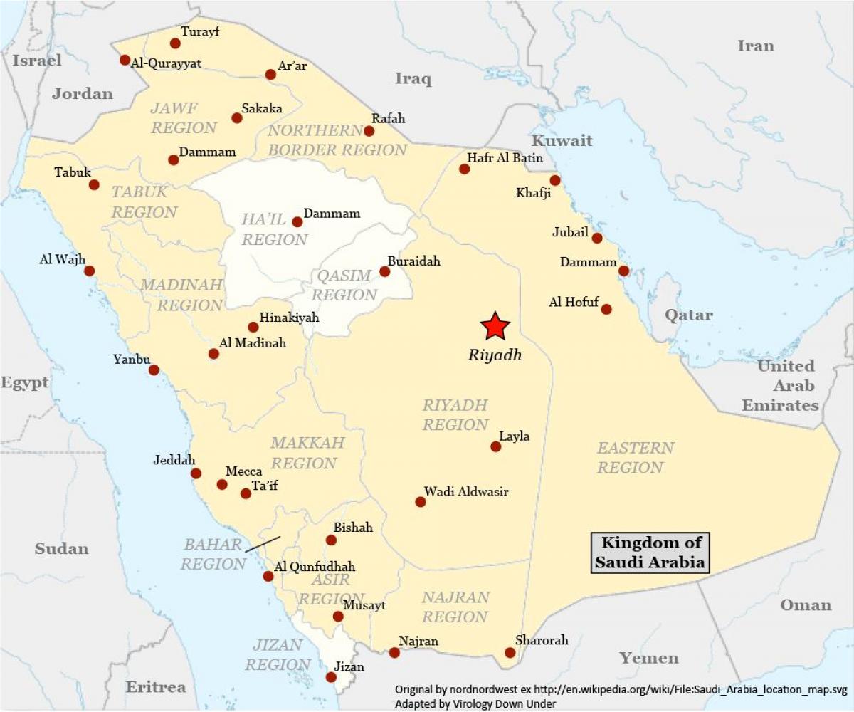 Kaart van najran Saoedi-Arabië