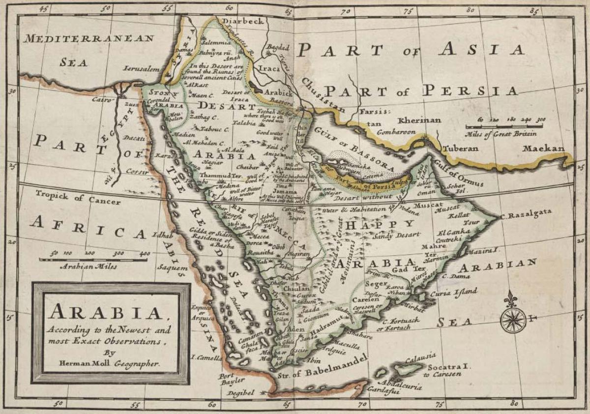Kaart van het oude Saoedi-Arabië