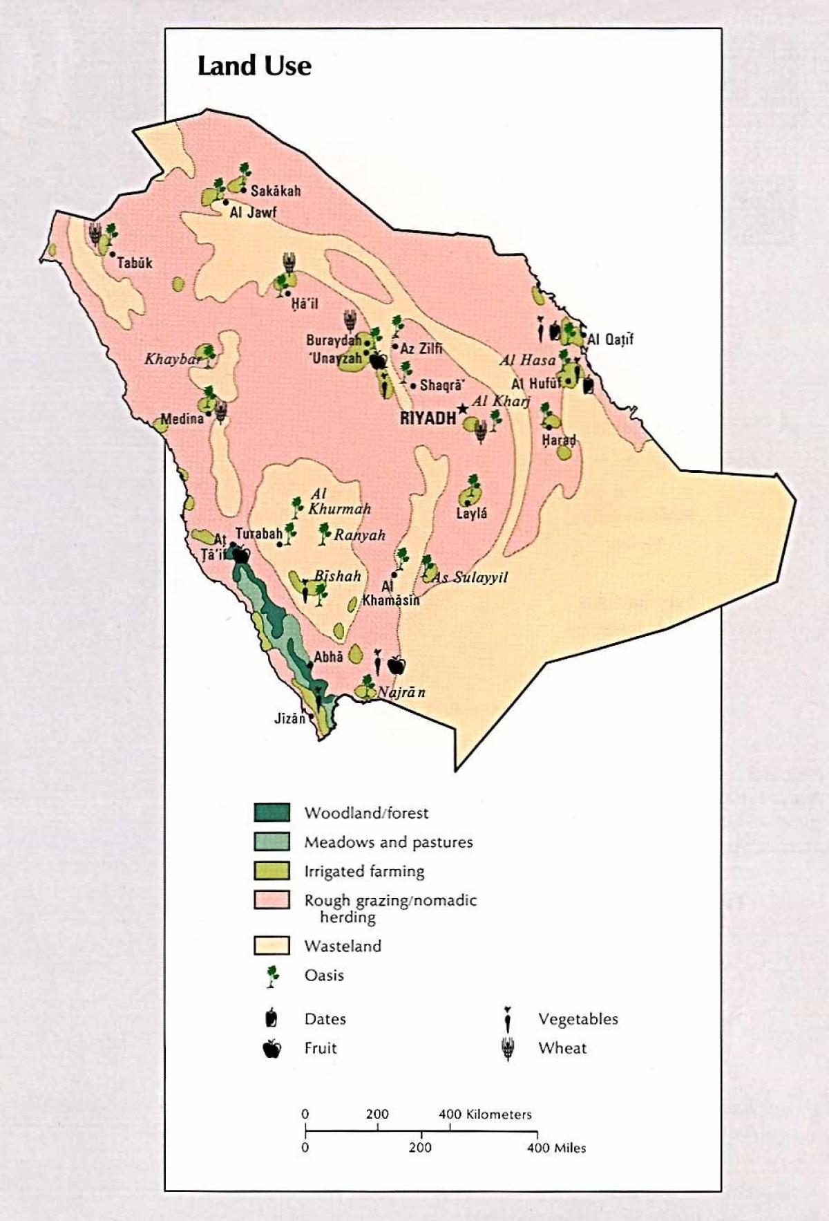 Kaart van Saudi-Arabië natuurlijke hulpbronnen