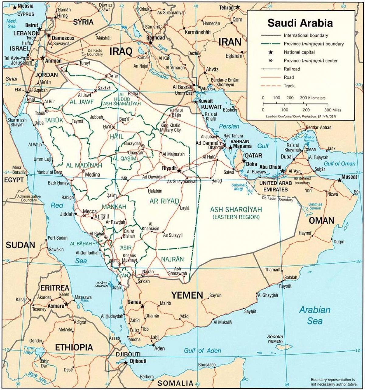 Kaart van Saudi-Arabië politieke