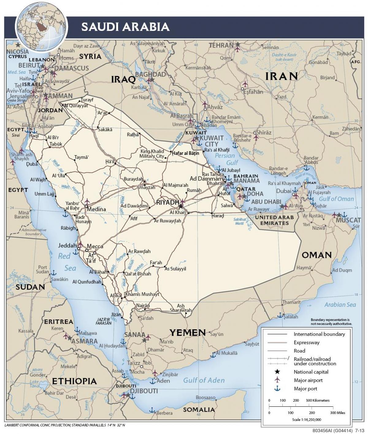 Kaart van Saudi-Arabië-poorten