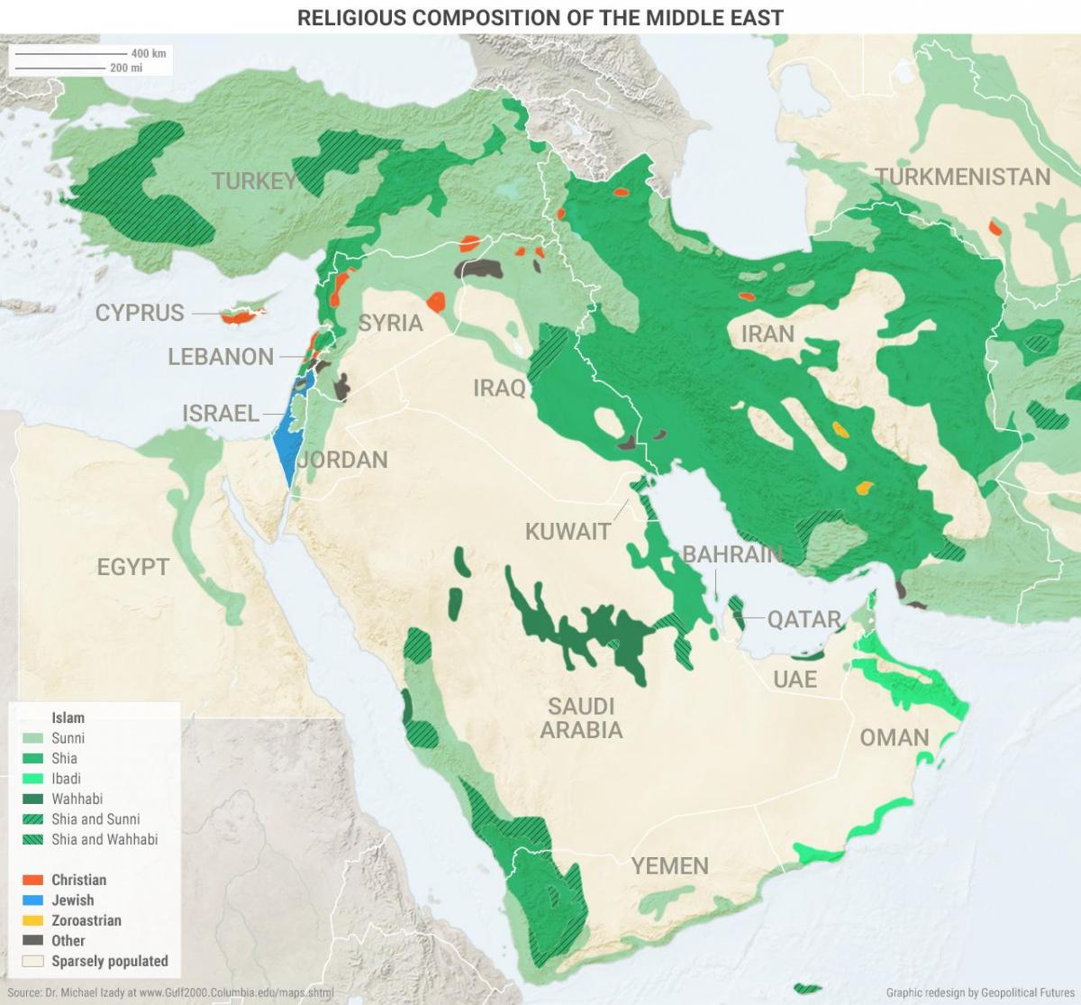 Kaart van Saudi-Arabië religie