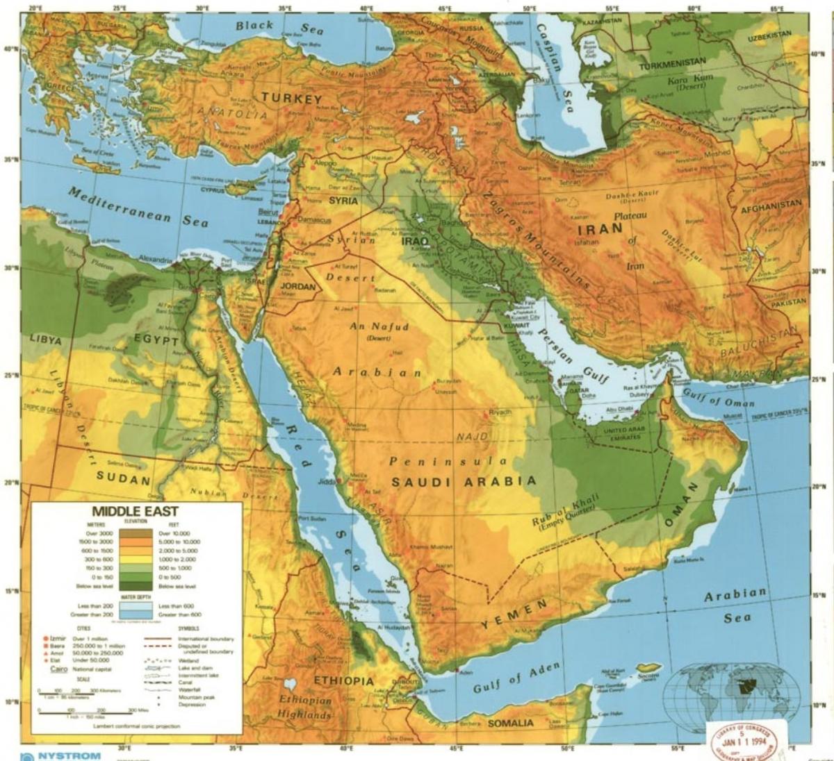 Kaart van Saudi-Arabië woestijn