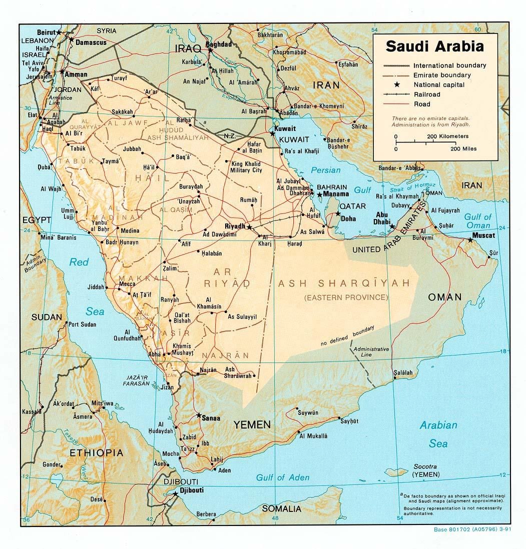 Saoedi-Arabië kaart hd