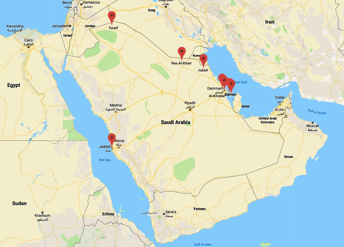 kaart van Saudi-Arabië al khobar