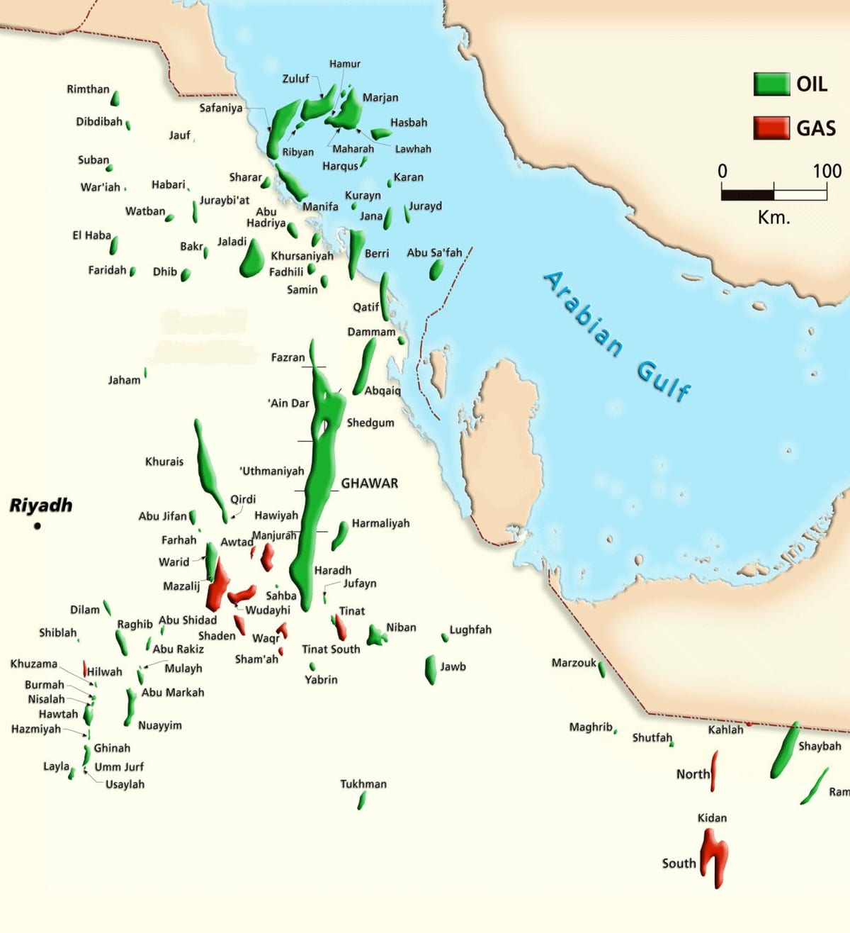 Kaart van manifa Saoedi-Arabië