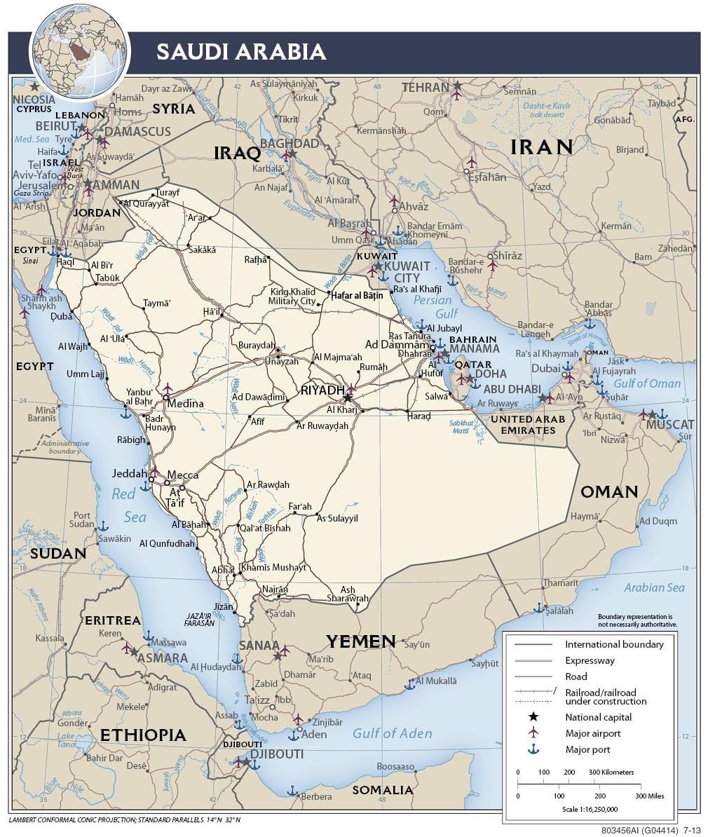 Kaart van Saudi-Arabië land