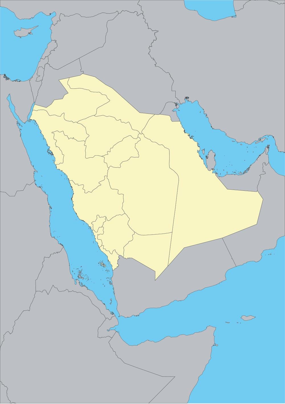 Kaart van Saudi-Arabië overzicht