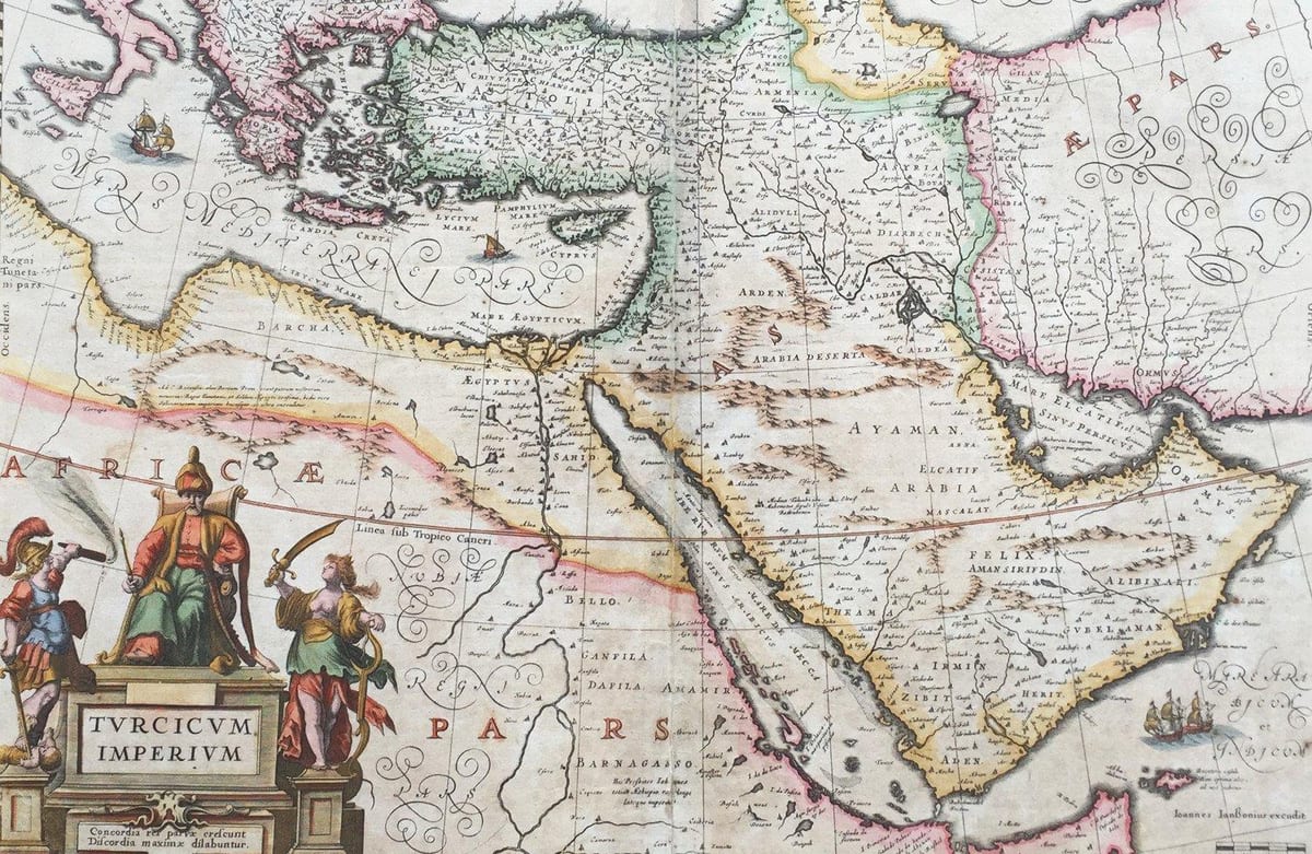 oude kaart van Saudi-Arabië