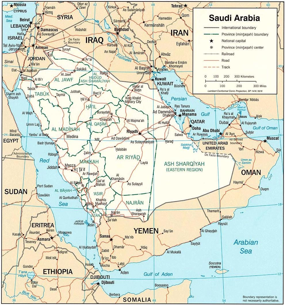 Kaart van Saudi-Arabië politieke