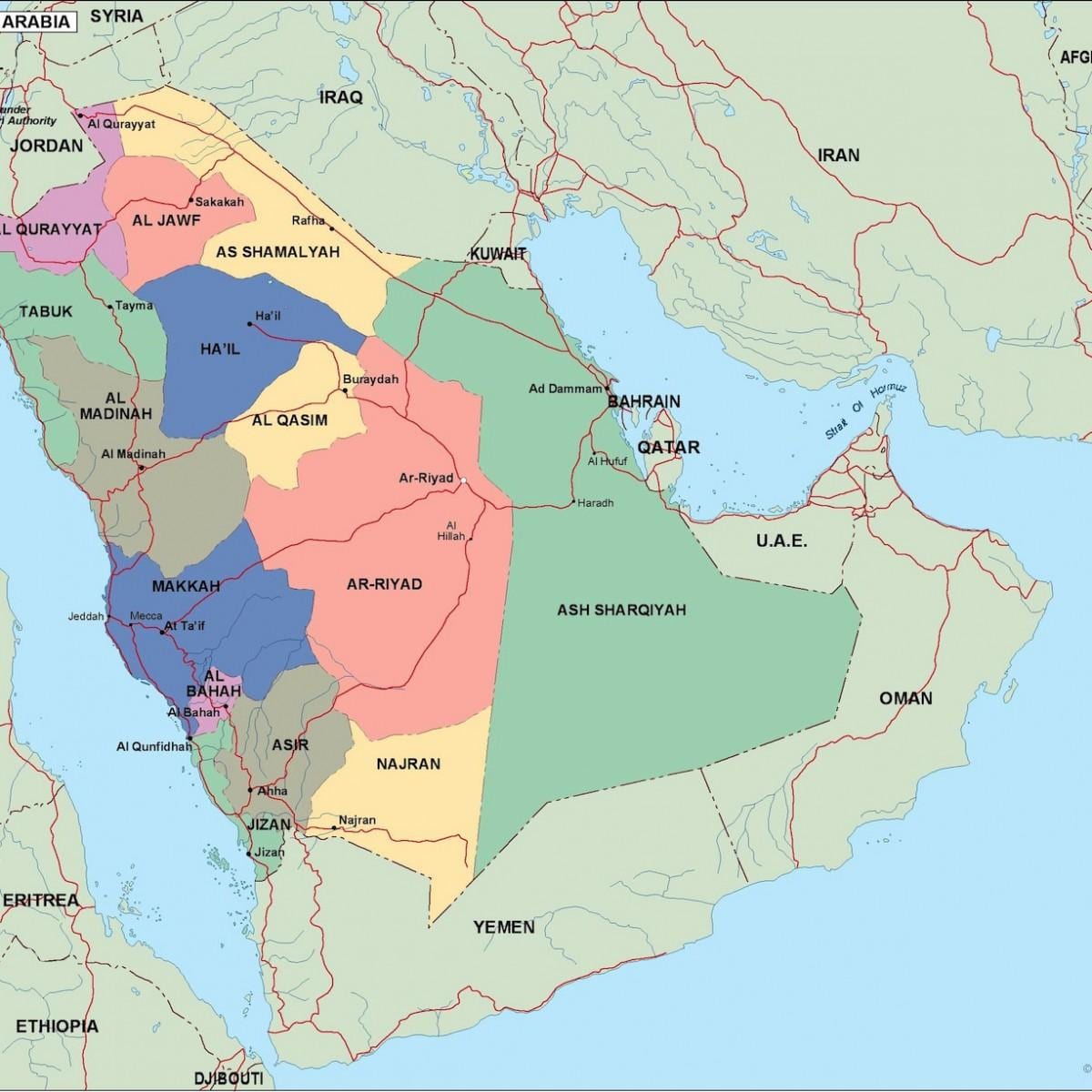 Kaart van Saudi-Arabië steden