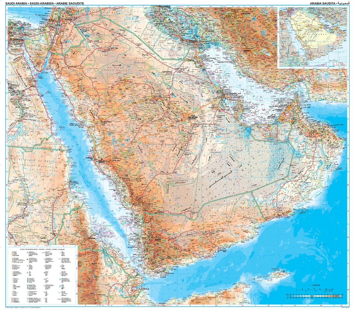 Kaart van Saudi-Arabië topografische