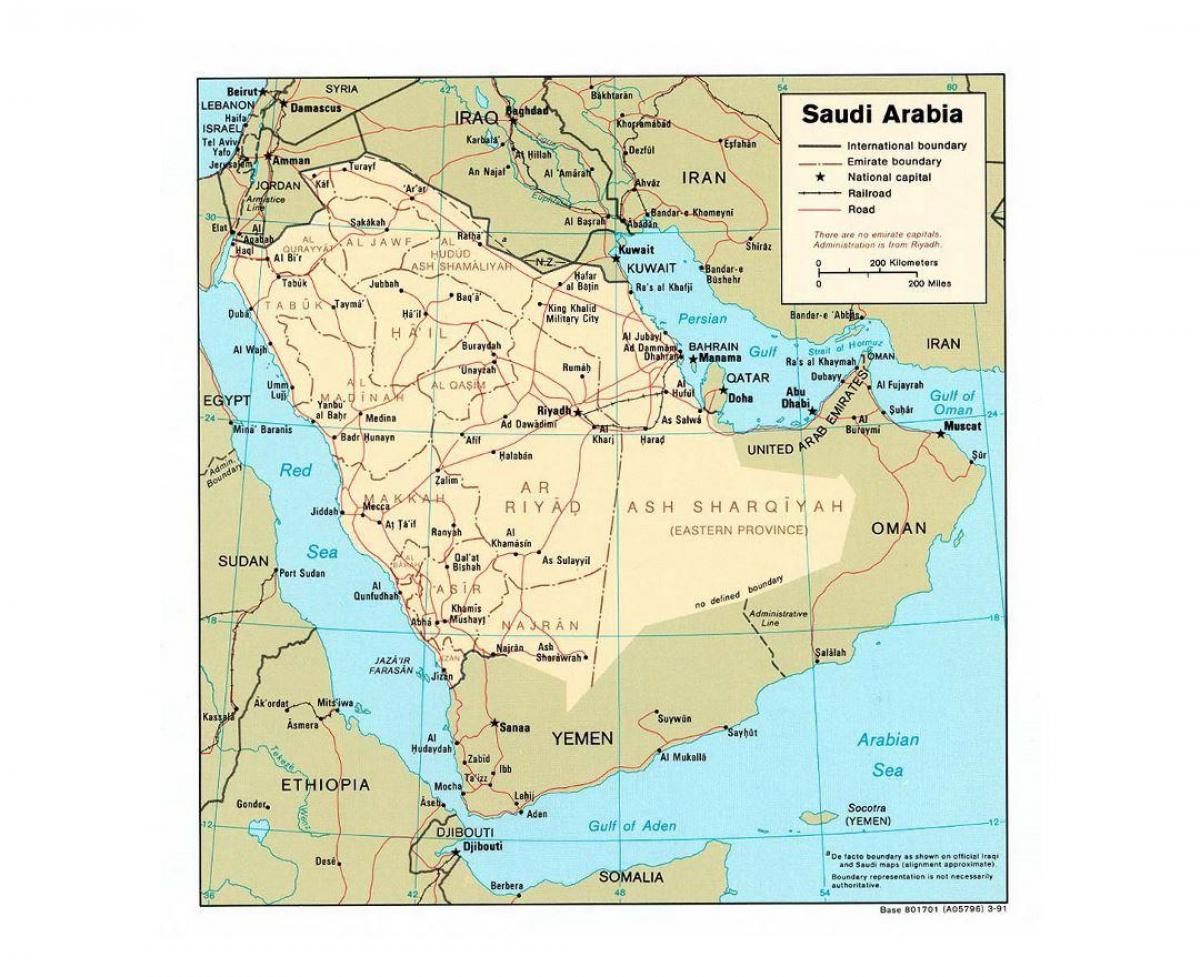 Saoedi-Arabië kaart met grote steden