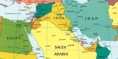 Kaart Saoedi-Arabië omringende landen