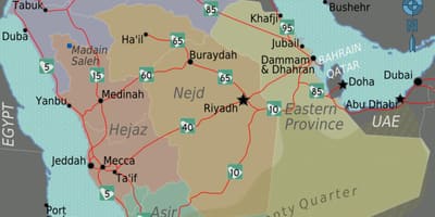 KSA kaart met steden
