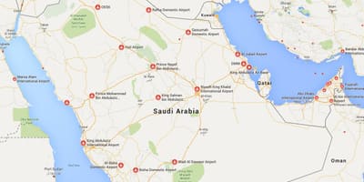 Saoedi-Arabië luchthavens kaart