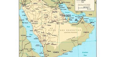Saoedi-Arabië kaart met grote steden