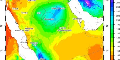 Kaart van Saudi-Arabië klimaat