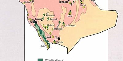 Kaart van Saudi-Arabië natuurlijke hulpbronnen