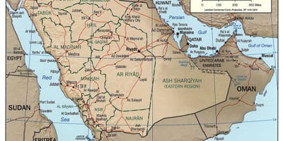 Kaart van Saudi-Arabië rivier