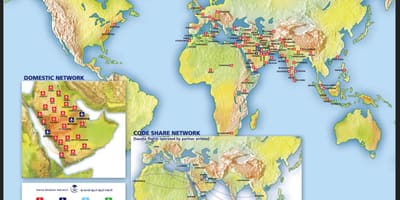 Kaart van Saudi Arabian airlines route